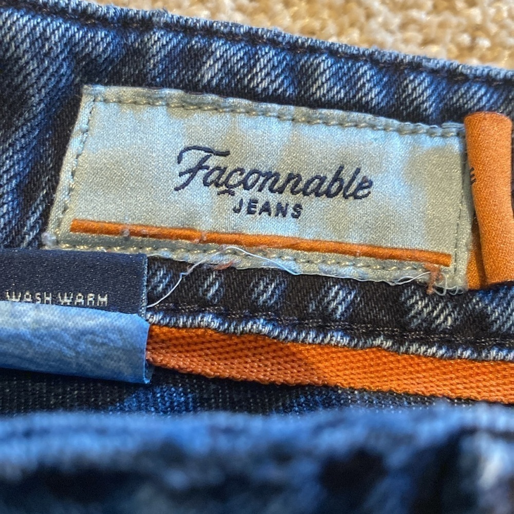 Faconnable Modele F40 Gipsy Straight Leg Raw Hem Jeans Blue W32 x L28 - Picture 3 of 10